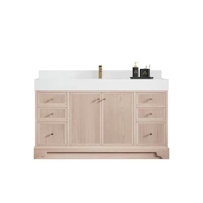 Willow Collections 60 in. W x 22 in. D Manhattan Oak Wood Single Sink Bathroom Vanity with Countertop