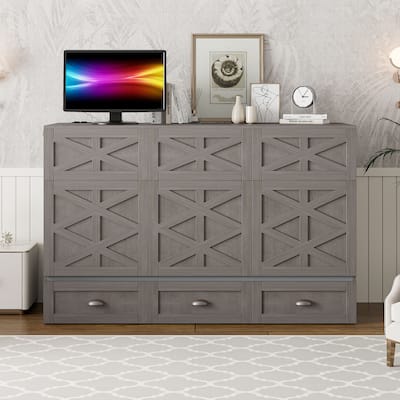 Foldable Murphy Bed with Large Drawers, USB Ports and Outlets