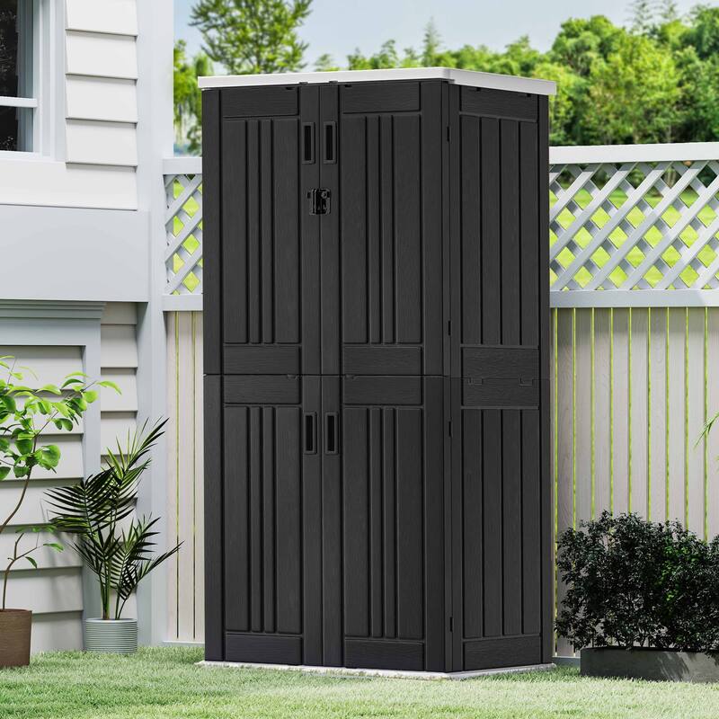 Outdoor Storage Shed with 4 Shelves - N/A