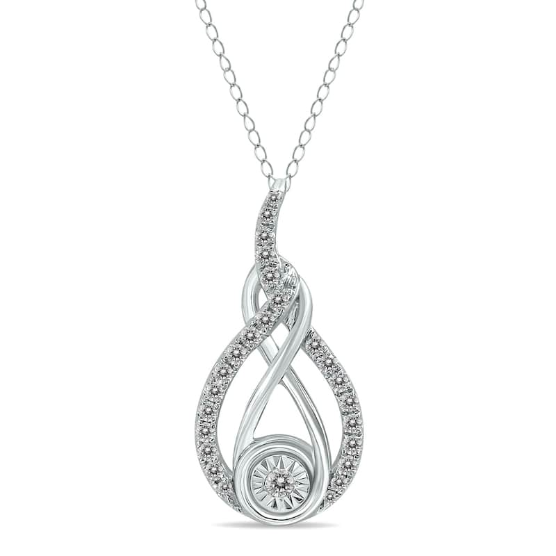 Marquee 1/2 CTW Twisted Diamond Infinity Drop Pendant in 14K White Gold