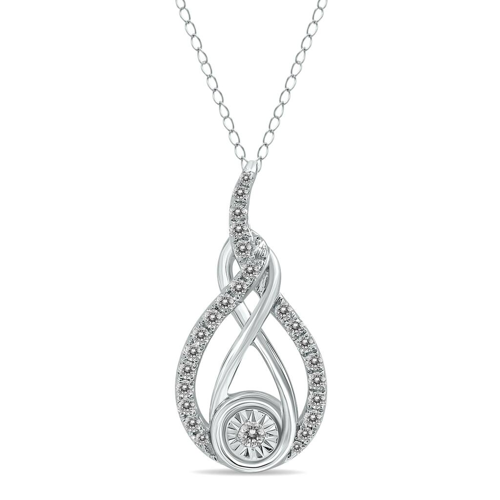 Marquee 1/2 CTW Twisted Diamond Infinity Drop Pendant in 14K White Gold