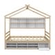 preview thumbnail 23 of 21, Full Pine Wood House Bed w/Roof,Bedside-Shelves,Under Bed Storage Unit