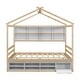 preview thumbnail 12 of 10, Natural Full Size House Bed with Roof Frame and Under Bed Storage