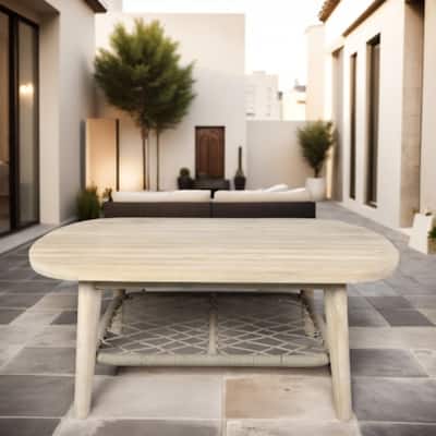 Modern Outdoor Oval Acacia Wood Coffee Table