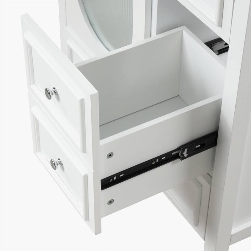 30" Stylish Bathroom Vanity with Sink, Bathroom Storage Cabinet with 3 Drawers, Solid Wood Frame and Glass Door