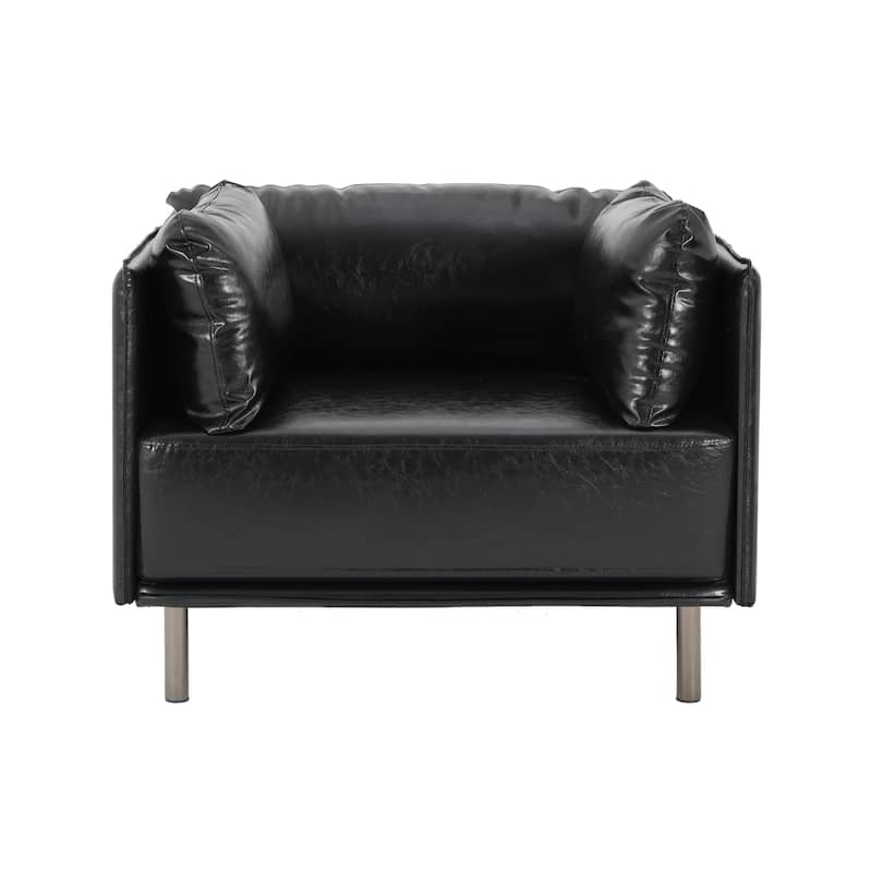 Roomfitters 39" Modern Lounge Chair with Cushions, Solid Wood Frame and Steel Legs for Living Room or Office