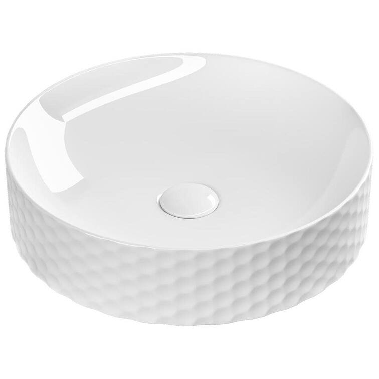 WS Bath Collections Fly 3044 Fly 17-5/16" Circular Ceramic Vessel - Glossy White