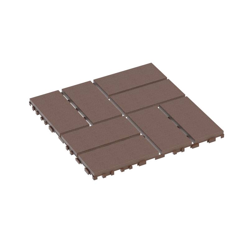 44-Piece 11.8"x11.8" Brown Wood-Plastic Composite Interlocking Deck Tiles for Indoor and Outdoor Spaces