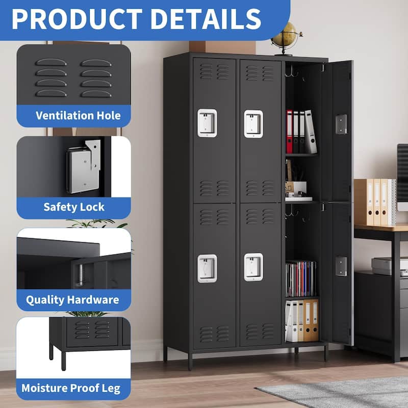 3 Doors Employee Lockers for Office, Metal Sorage Locker Combination, Lockable Employees Metal Locker with Door