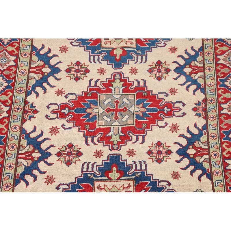 Kazak Area Rug Hand-Knotted Dining Room Wool Carpet - 5'0" x 6'8"