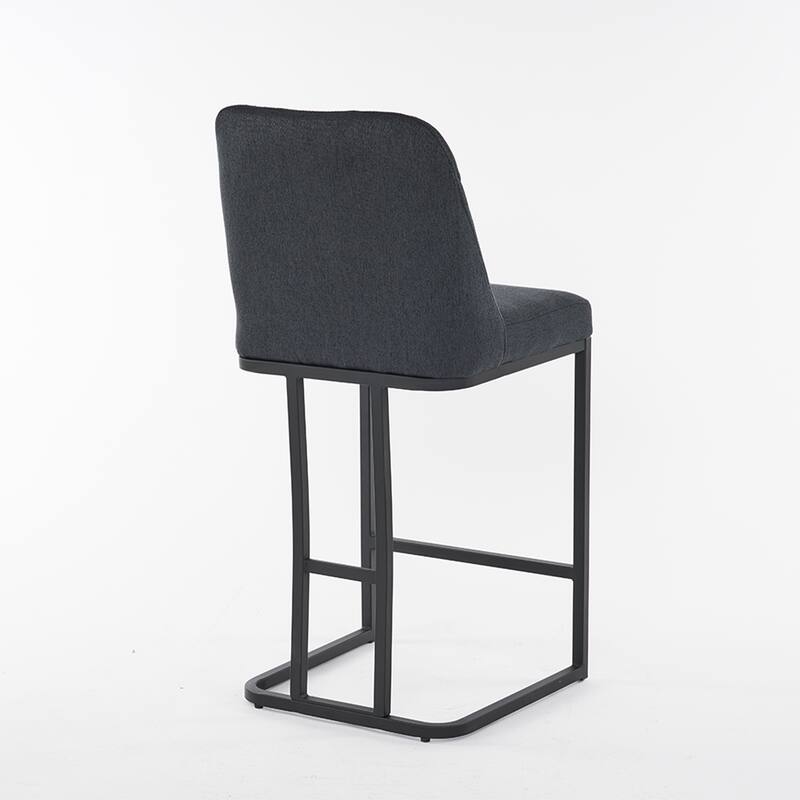 Bar Stool Set of 2, Upholstered Bar Stool with Button-Tufted Backrest, Counter Height Armless Chair with Sturdy Metal Frame