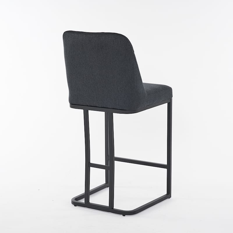 Counter Height Bar Stools Set of 2, 25.2'' Upholstered Bar Stools with Button-Tufted Backrest & Metal Frame for Kitchen, Bar