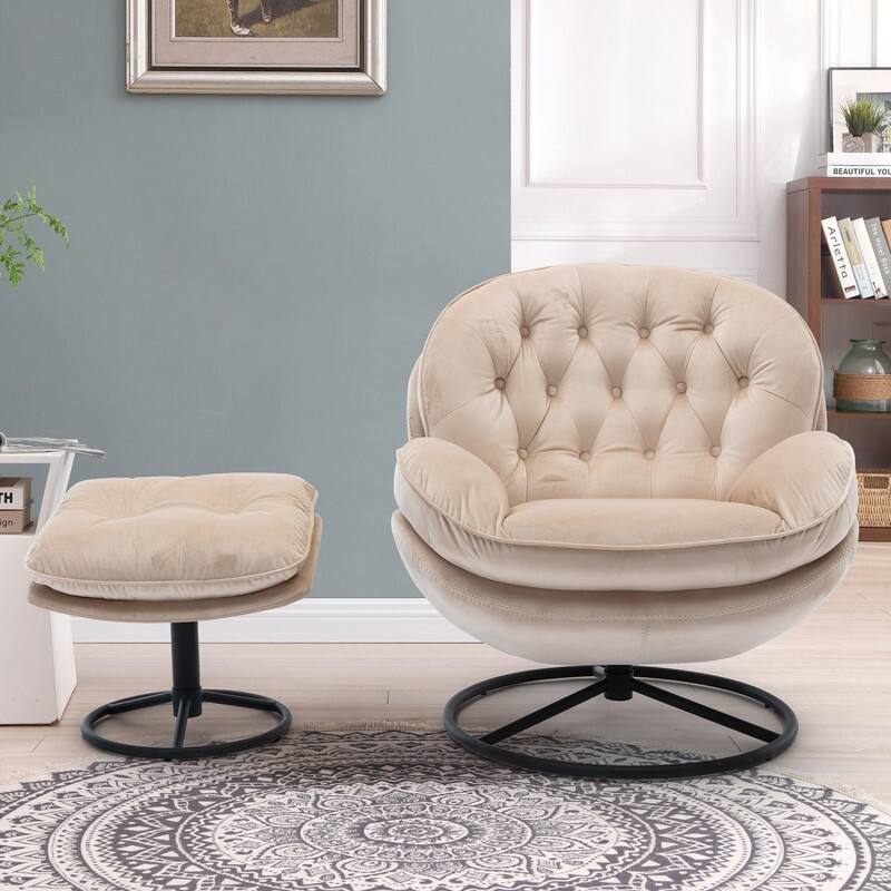 Accent chair TV Chair Living room Chair Grey with ottoman