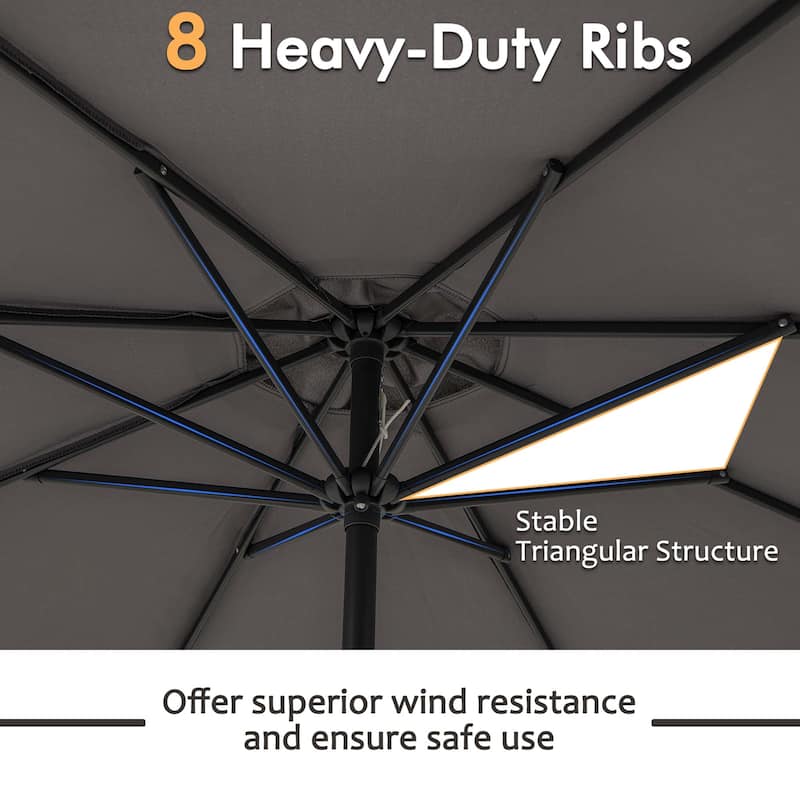 Gymax Outdoor Patio Umbrella Modern Table Umbrella w/8 Heavy Duty Ribs