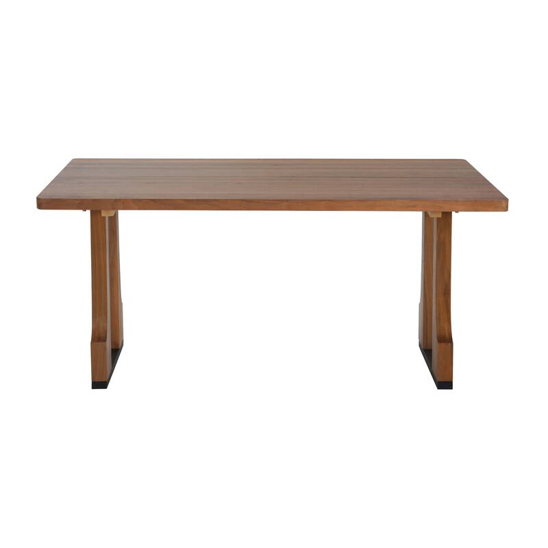 63" Farmhouse Rectangular Wooden Dining Table with Double Pedestal Base