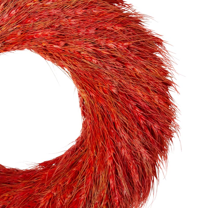 Red and Orange Ears of Wheat Fall Harvest Wreath - 12-Inch, Unlit