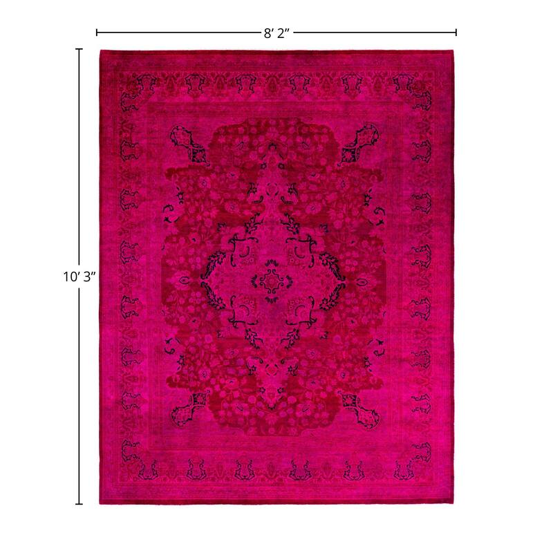 Overdyed, One-of-a-Kind Hand-Knotted Area Rug - Pink - 8' 2" x 10' 3"