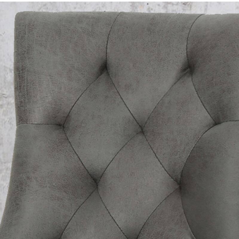 Modern Set of 2 Dining Chairs with Tufted Diamond-Stitched Backrest, Padded Seat, Solid Wood Legs for Dining Room, Living Room