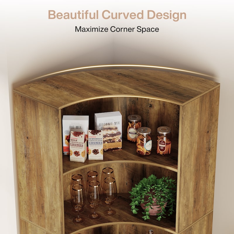 6-Tier Corner Bookshelf/Bookcase, 70.9" Corner Shelf, Storage Cabinet for Living Room, Kitchen, Home Office