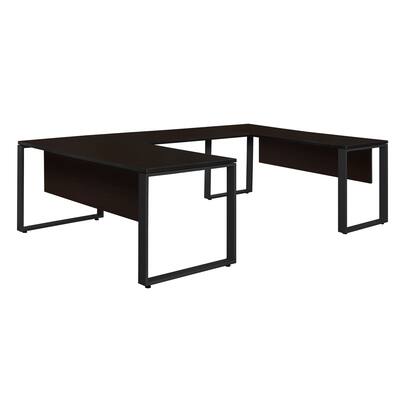 Structure 72" x 30" U-Desk Shell with 48" Bridge- Cherry/Black
