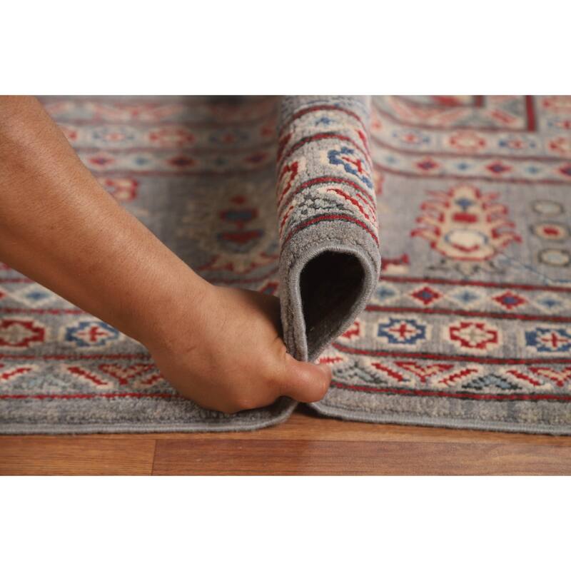 All-Over Geometric Kazak Oriental Area Rug Handmade Wool Carpet - 10'0" x 13'2"