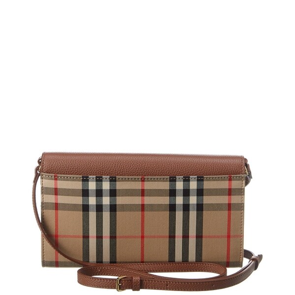 burberry vintage check and leather wallet with chain