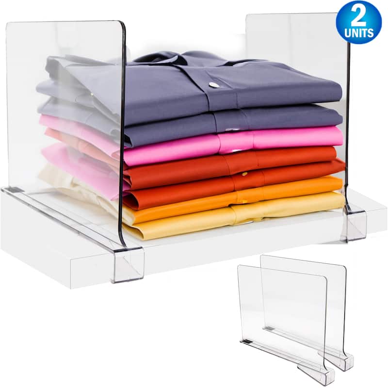 Shelf Divider Clear Acrylic Closet Organizer Storage Rack Separator For Clothes - 2pc
