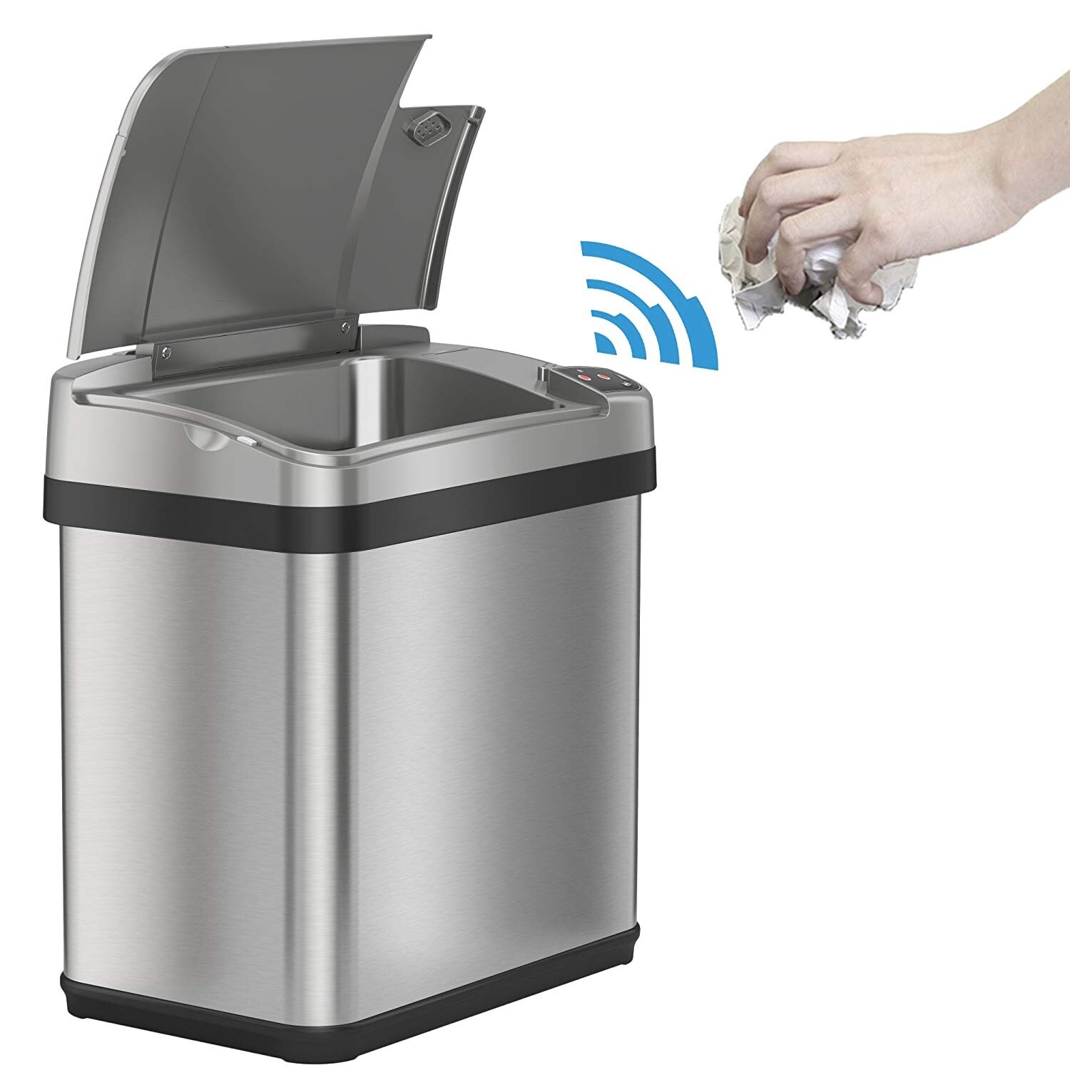 iTouchless 8 Gallon Touchless Sensor Kitchen Trash Can with Odor Control  System, Stainless Steel, Round Garbage Bin for Home or Office