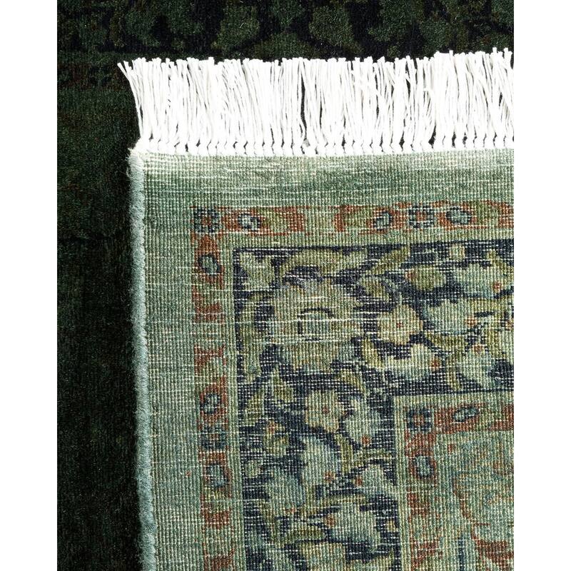 Overton Hand Knotted Wool Vintage Inspired Modern Contemporary Overdyed Black Runner Rug - 2' 6" x 11' 10"