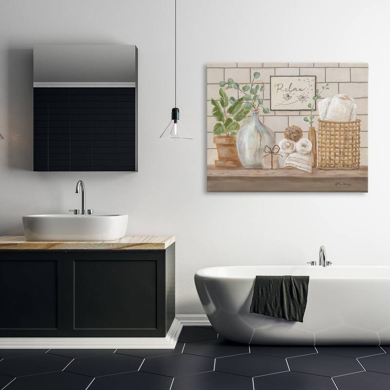 Stupell Uplifting Bathroom Spa Relax Scene Stretched Canvas Wall Art, Design by Pam Britton
