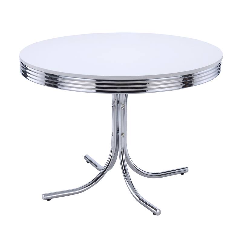 Retro 5-piece Round Dining Table Set White
