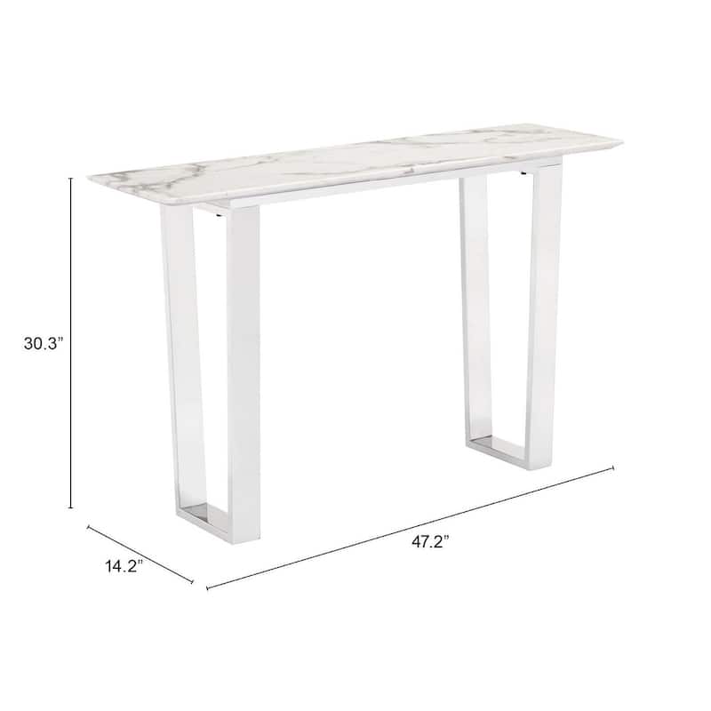 Ben Air Console Table White & Silver - N/A