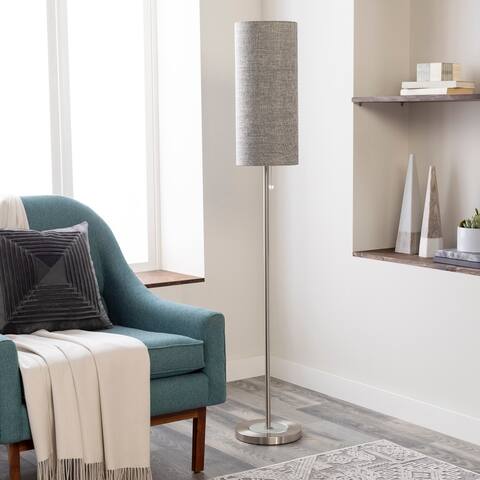 Modern Amble Floor Lamp with Brushed Nickel Finish Metal Base