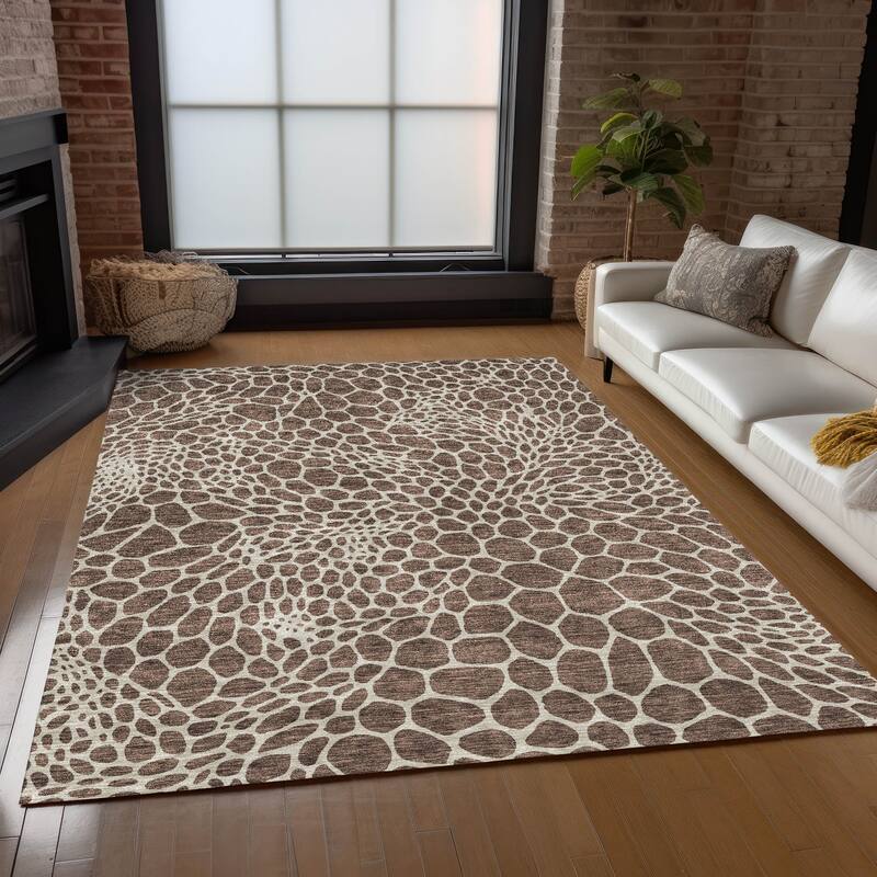 Machine Washable Indoor/ Outdoor Chantille Animal Print Rug