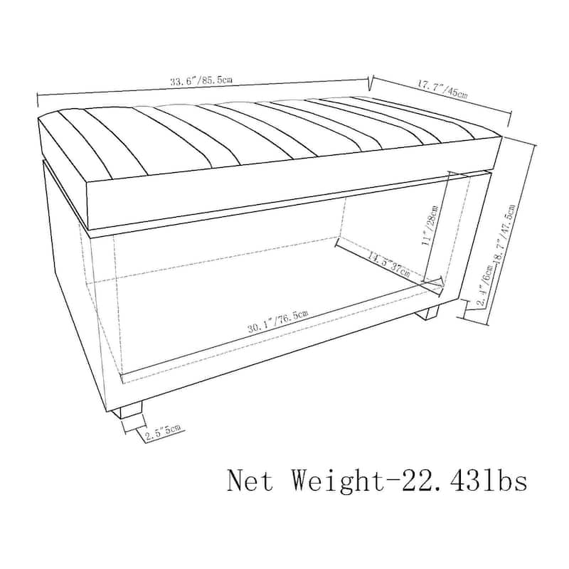 WYNDENHALL Callum 34 inch Wide Contemporary Rectangle Storage Ottoman