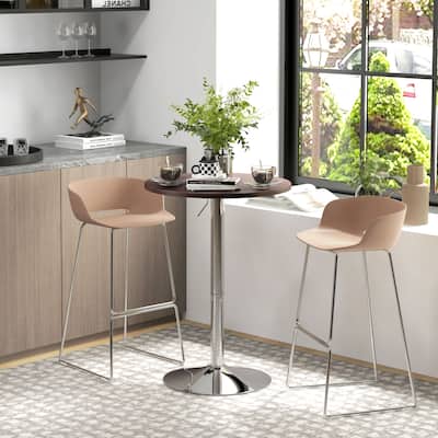 Adjustable Bar Table with Round Swivel Top for Home Bar
