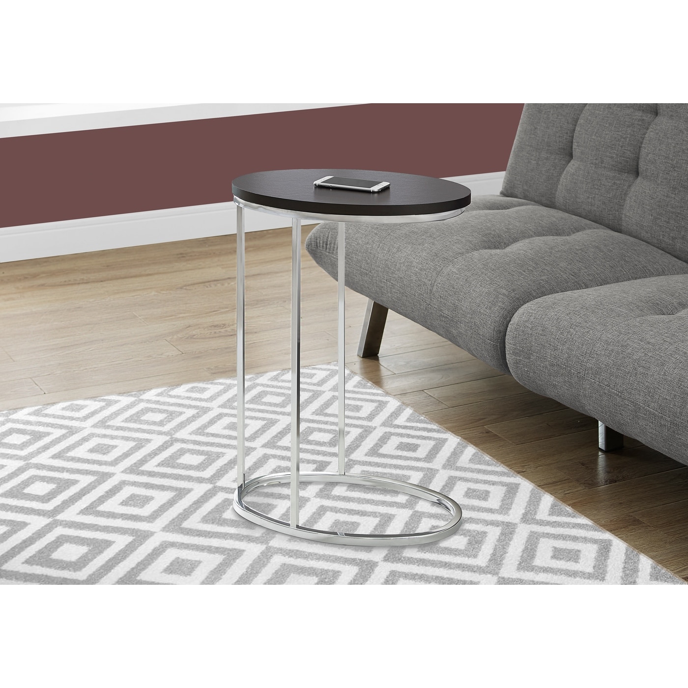 Monarch 3242 Oval Cappuccino With Chrome Metal Accent Table