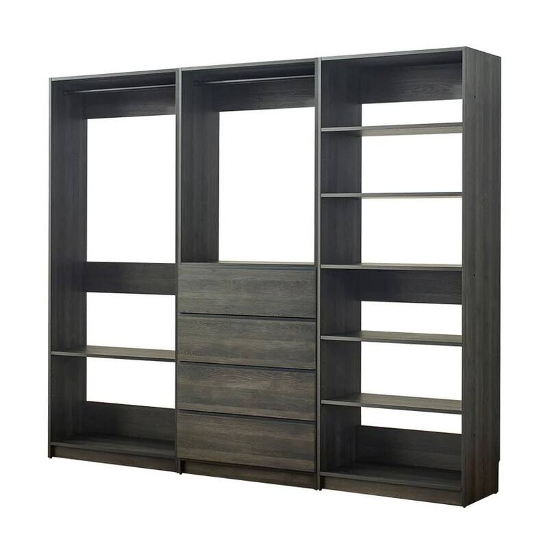 Dee Walk In Closet, Modular Freestanding Storage 9 Shelf 2 Rods Black