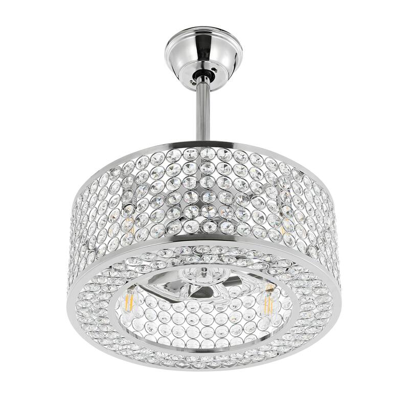 GetLedel 18-inch Reversible Caged Crystal Ceiling Fan with Remote and Light Kit