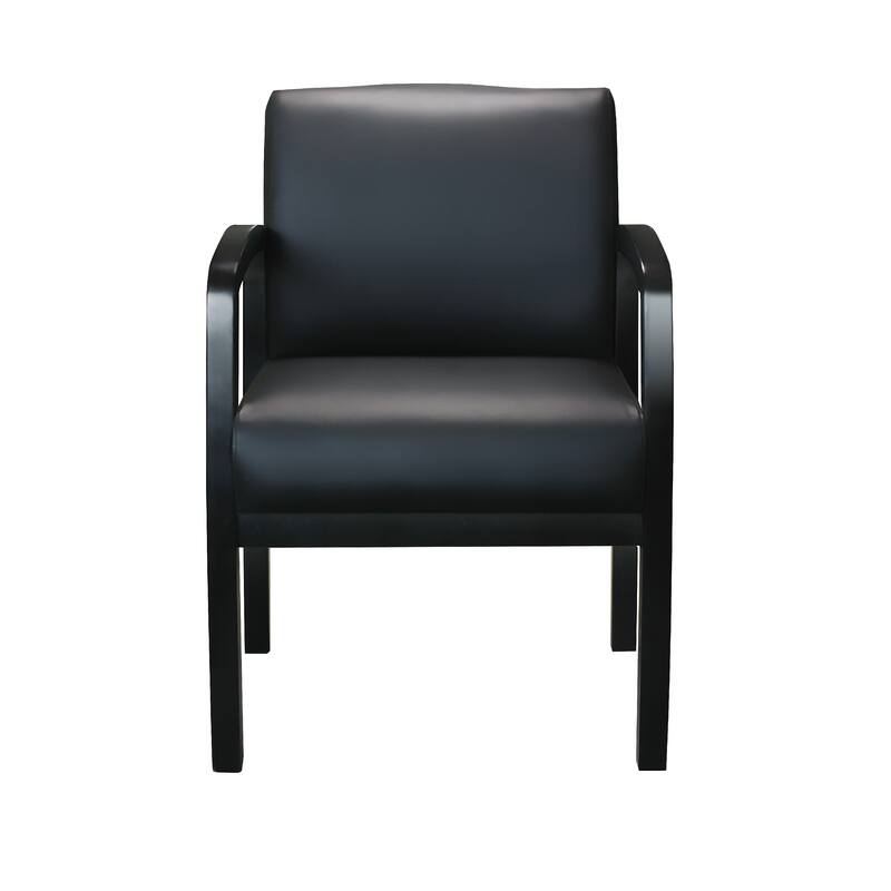 Gary NTR Guest Chair with Black Wood Frame, Black Antimicrobial Vinyl