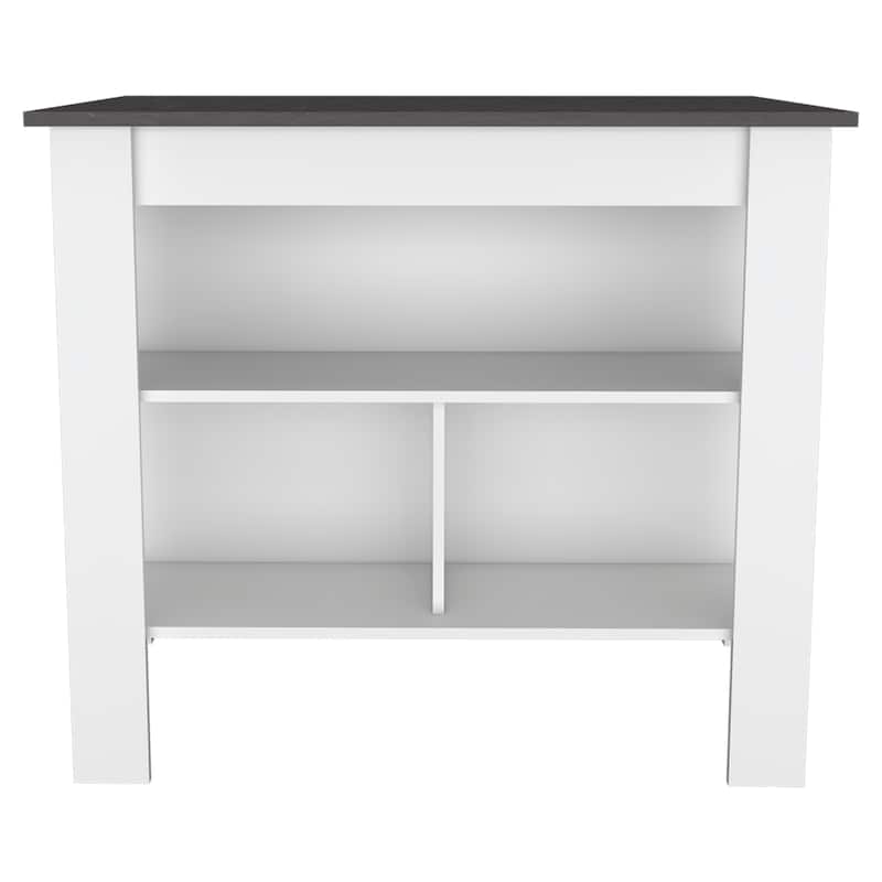 Cala Kitchen Island, Four Legs, Three Shelves -White / Onyx - Multicolor