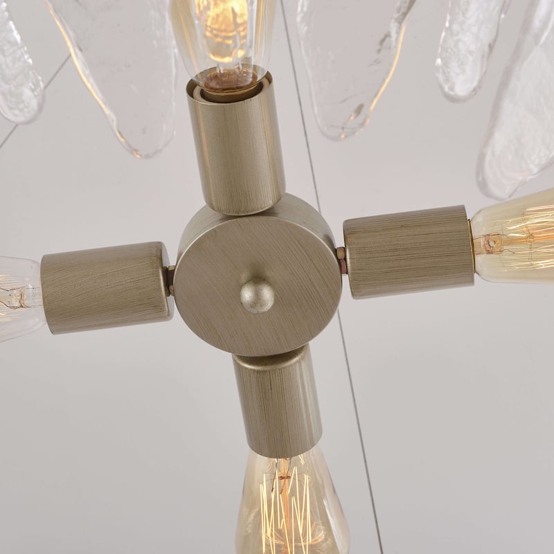 Marta 4-Light 29" Modern Handcrafted Glass Chandelier - Brushed Champagne Silver