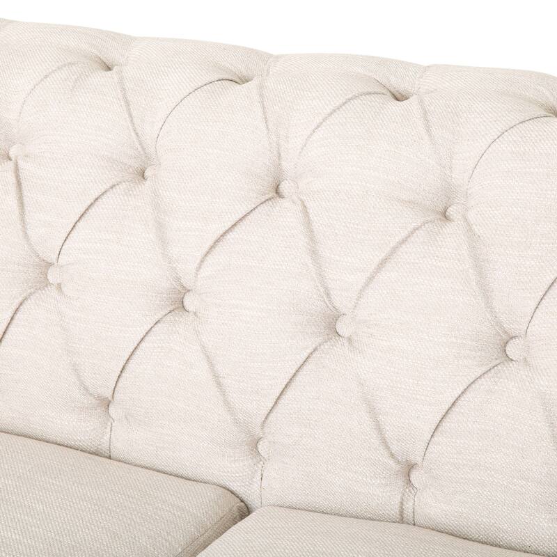 3-Seater Chesterfield Sofa Couch with Retro Wooden Legs, Rolled Arms, Elegant Design for Living Room or Office