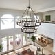 preview thumbnail 5 of 13, Modern Farmhouse Chandelier 2 Tier Large Black Wagon Wheel Chandeliers