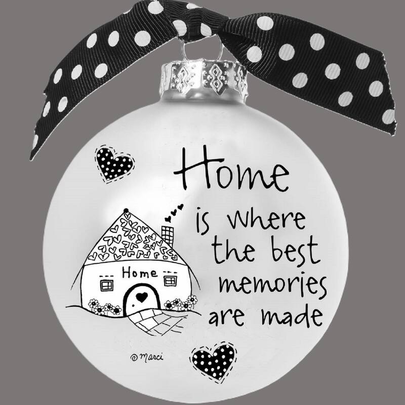 4" Black White Ornament Home is Where Memories are Made Print