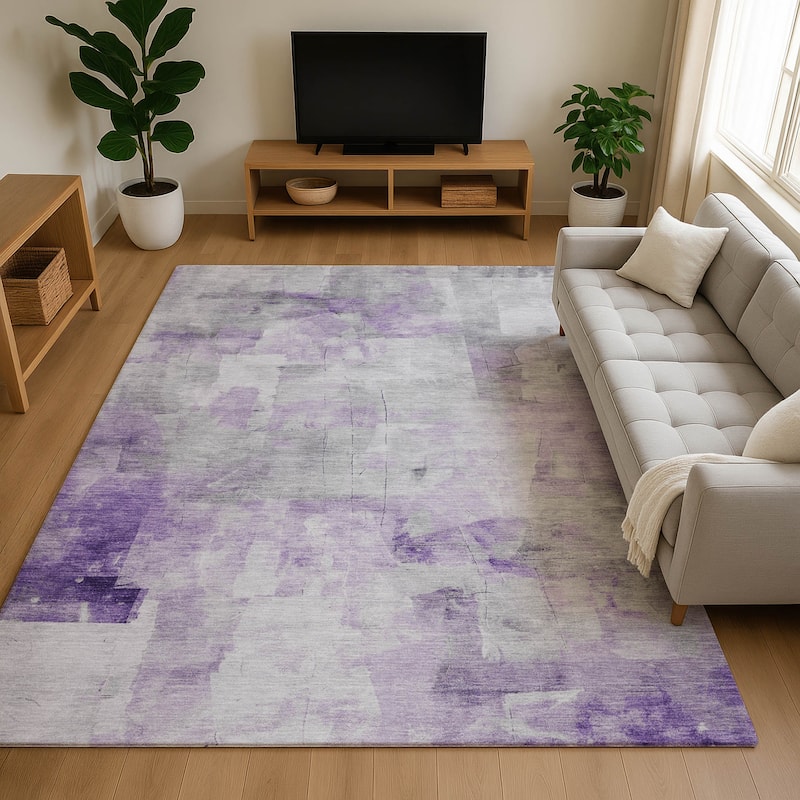 Premium Washable Super Soft Modern Glam Mayfield Rug - Lavender - 5' x 7'6"