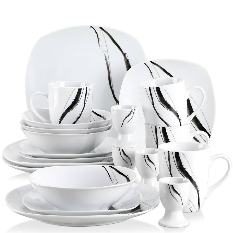 VEWEET 20-Piece White Porcelain Dinnerware Set (Service for 4)