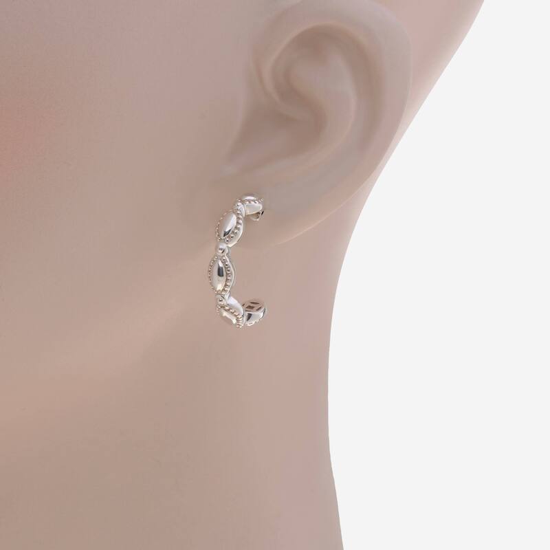 Charles Krypell Firefly Sterling Silver and 14K White Gold Hoop Earrings - 1 1/8"