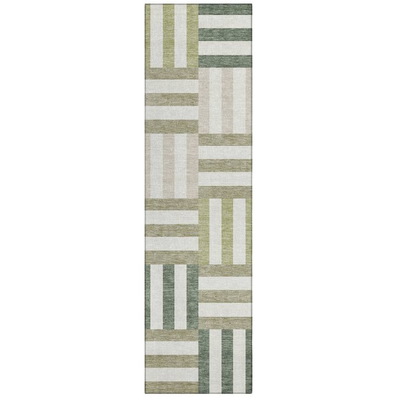 Machine Washable Indoor/ Outdoor Modern Hatch Chantille Rug