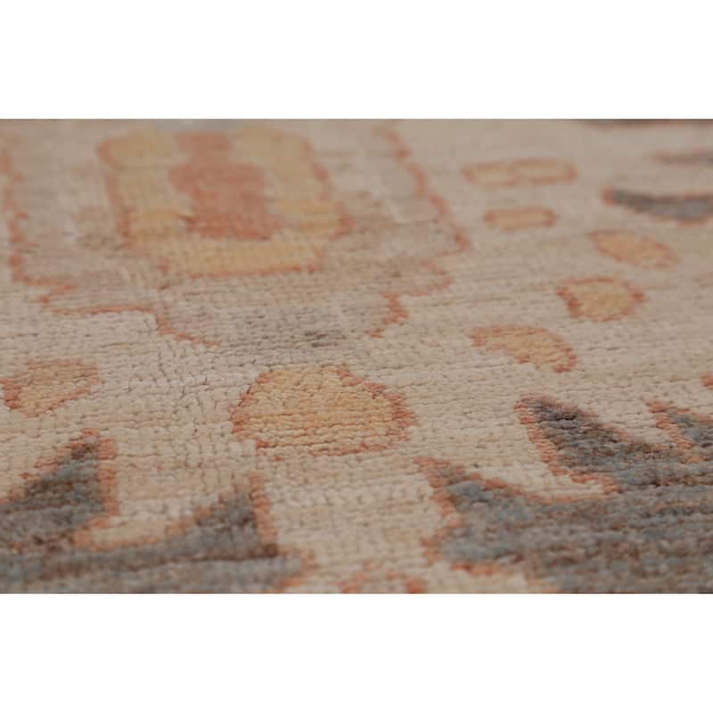 Hand Knotted Oriental 100% Wool Carpet Transitional Floral Greys & Charcoal Oushak Area Rug - 5' 9'' X 4' 2''